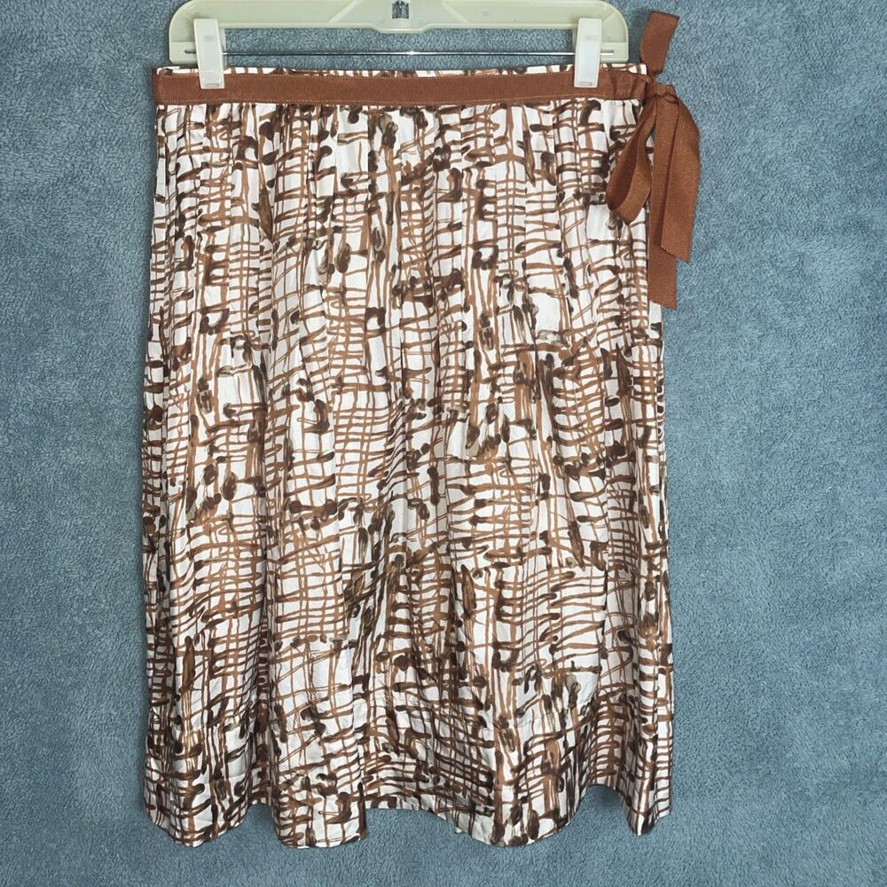 Carol Little Silk Skirt Womens Size 10 Boho Earthy Artisan Retro Abstract Career